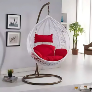 Modern Hanging Egg Chair with Cushions – Rattan Wicker Design